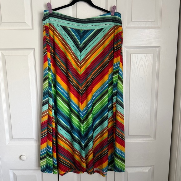 Studio JPR Skirt Womens PXL Multicolor Striped A-Line Maxi Stretch Pull On Boho - Picture 2 of 9